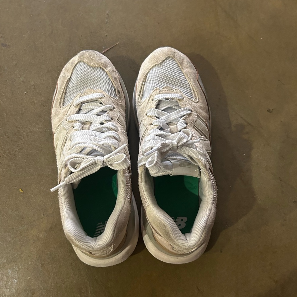 New Balance Beige and White Sneakers